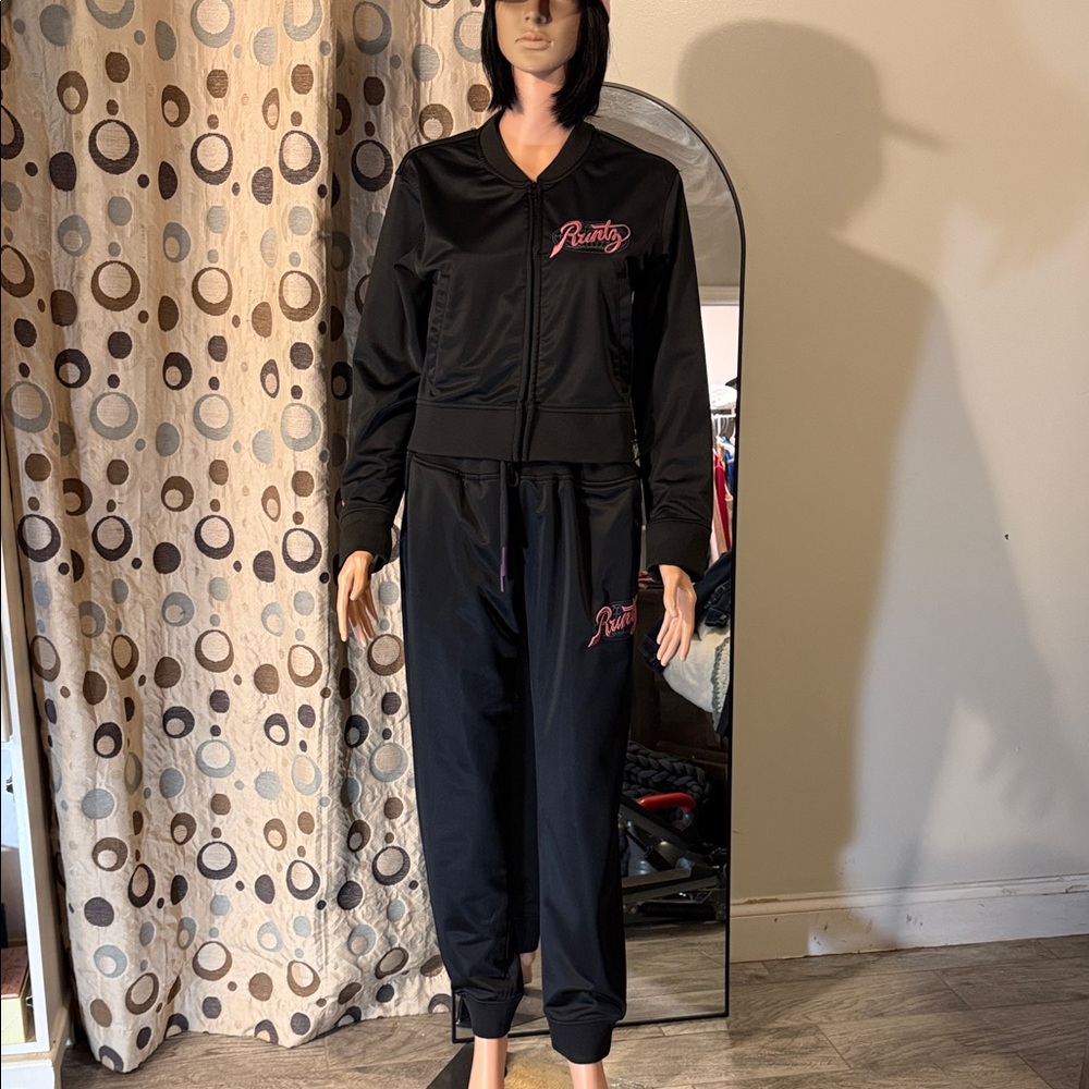 Barbie Black Track Pants & Zip Jacket with Pink Script